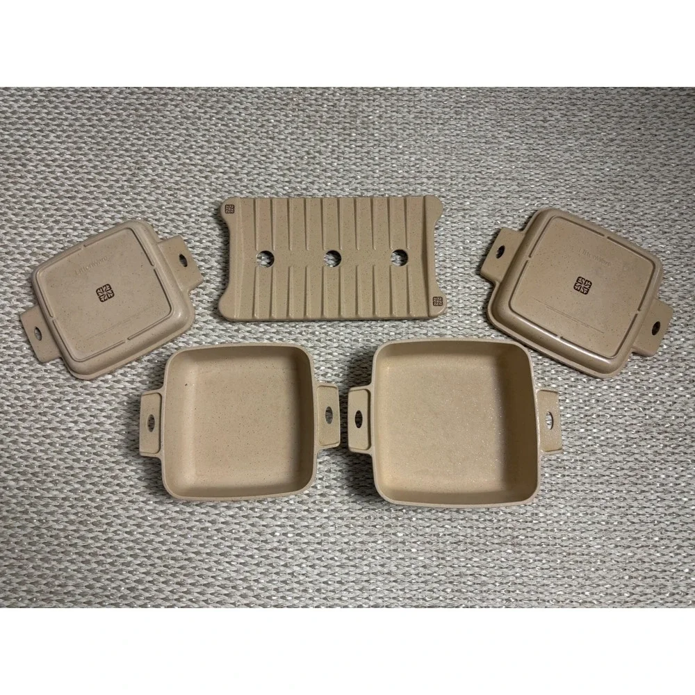 Vintage LittonWare 5 Piece Set 1, 1.5 Quart Microwave Casserole Dishes with Rack